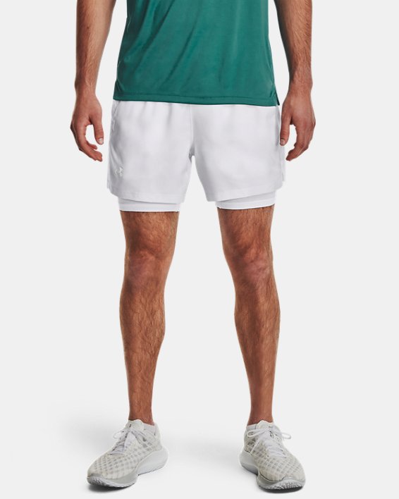 Men's UA Iso-Chill Up The Pace 2-in-1 Shorts, White, pdpMainDesktop image number 0